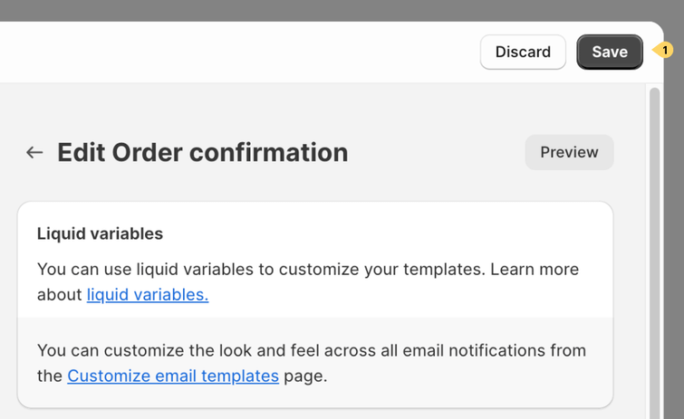 Save order confirmation email temaplte