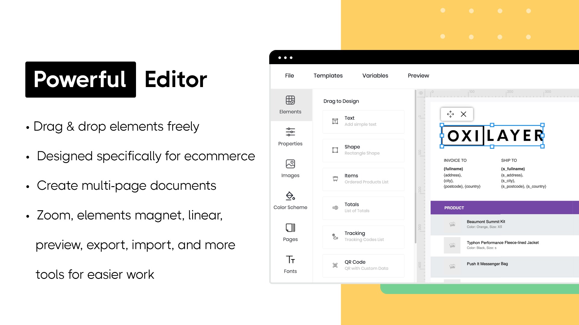 Invoice template editor for WooCommerce