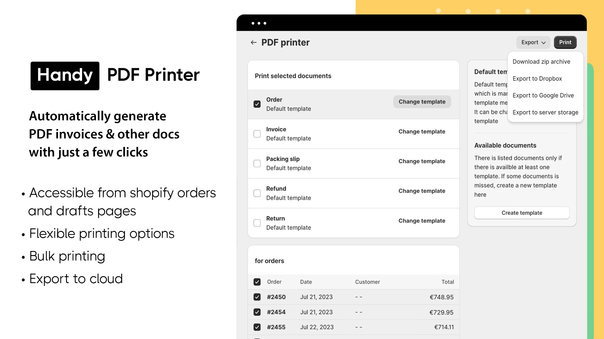 Shopify PDF Invoice Order Printer