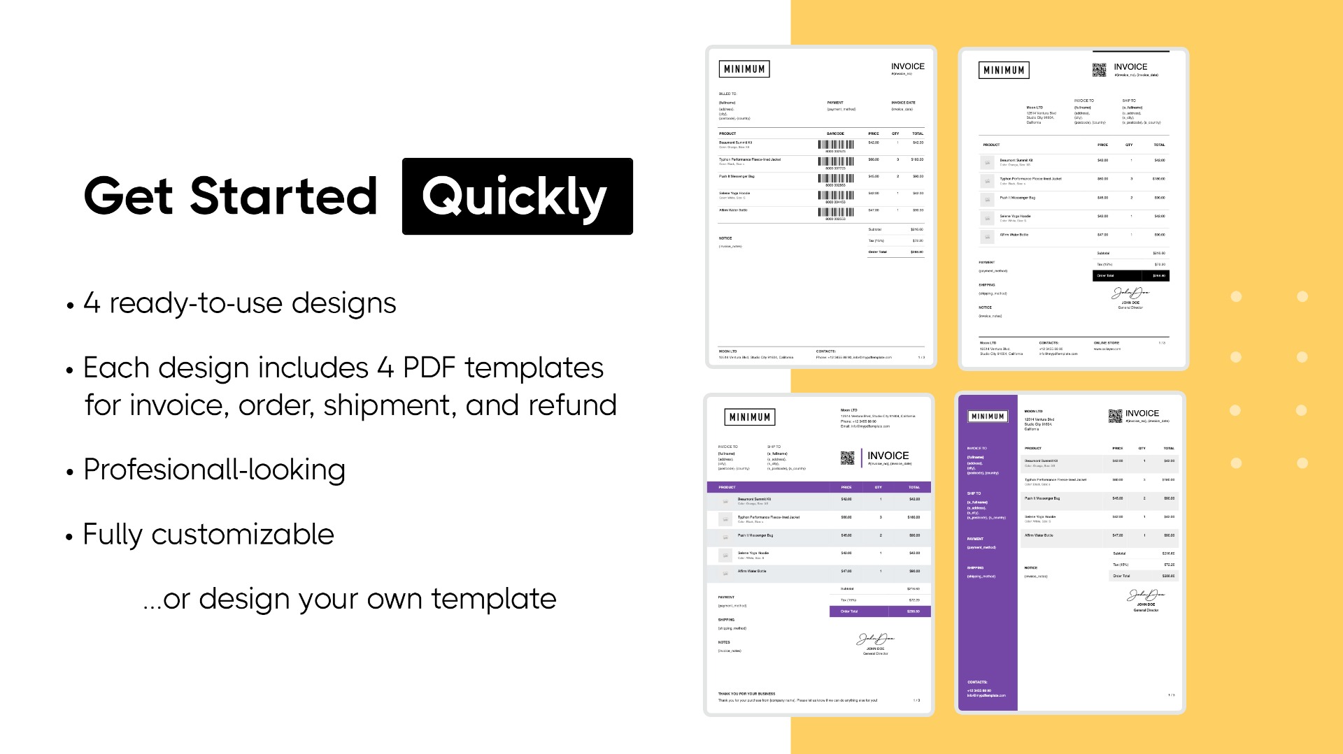 Invoice templates for WooCommerce