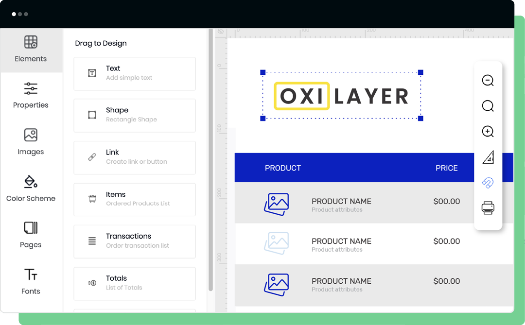 Oxilayer invoice template builder
